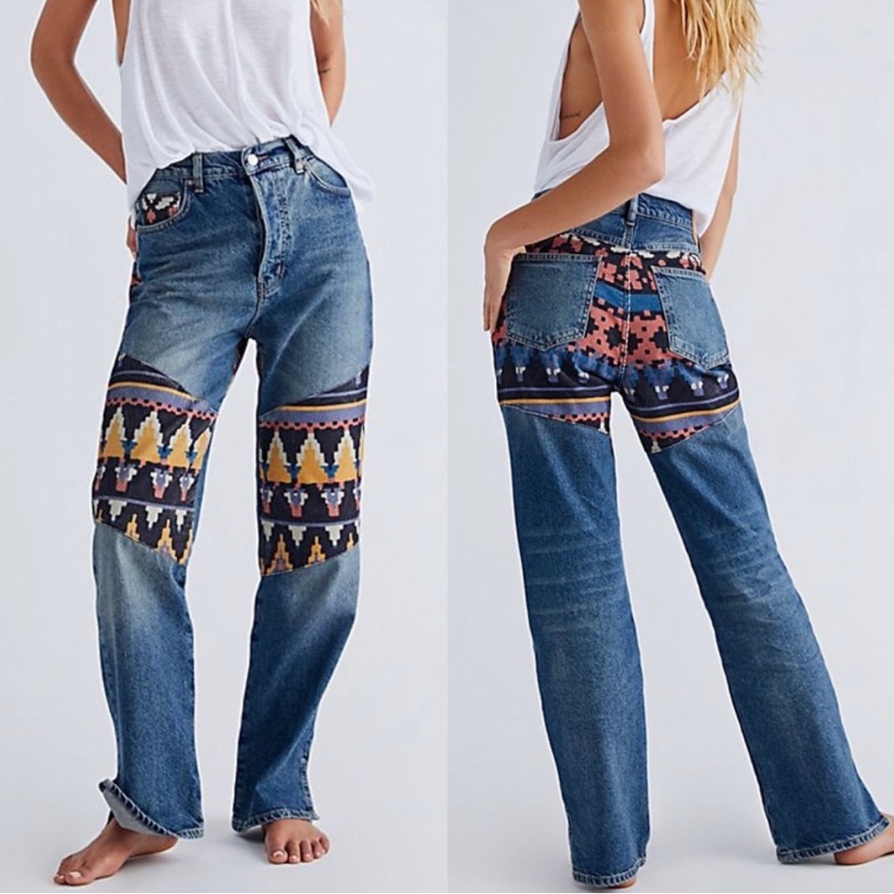 Free people We the Free Rocky Mountain Straight Leg Jeans High Waisted